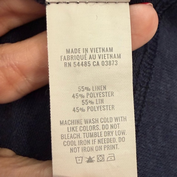 Aerie Navy Blue Linen Blend Lightweight Crewneck Short Sleeve Oversized Shirt LG - Picture 8 of 10